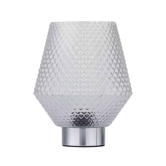Porter - Battery Operated Chrome Lamp with Clear Textured Glass Chrome Clear Medium 1