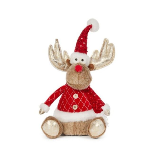 45cm Sitting Plush Golden Dancer Christmas Reindeer Decoration