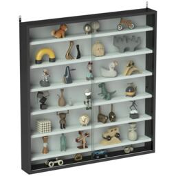 HOMCOM Wall Display Cabinet w/ Shelves Glass Doors Black