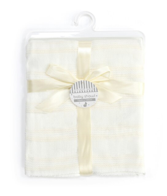 Stripes Baby Shawl - 75cm x 100cm Yellow