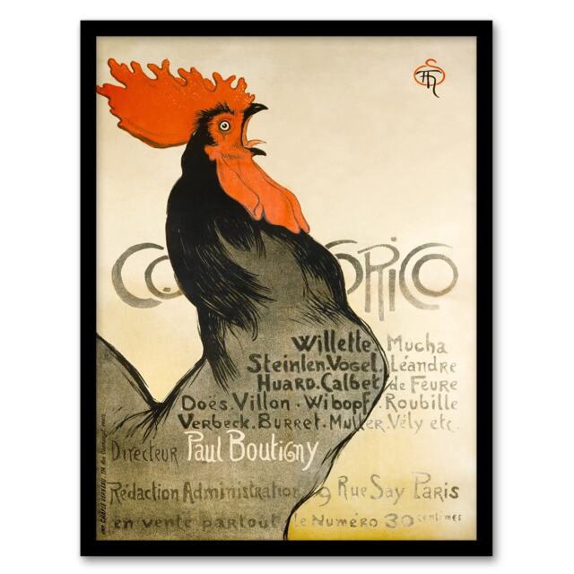 "Cocorico Vintage Magazine Advert Steinlen Framed Wall Art Print 12X16"""