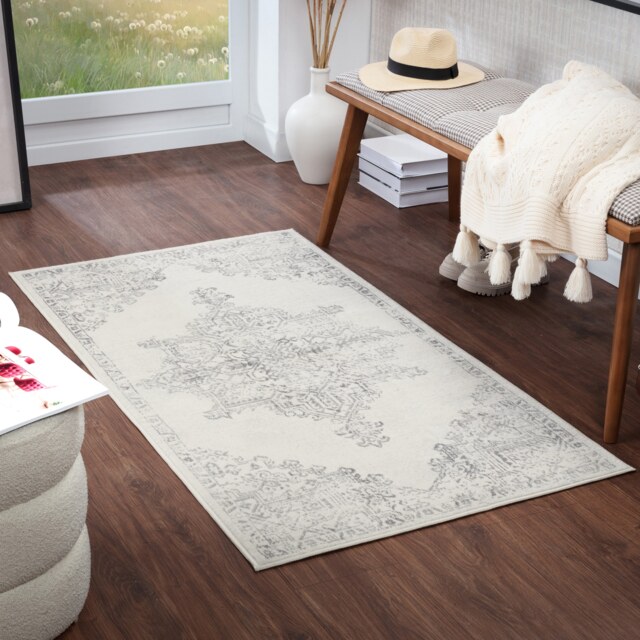 LIVABLISS Roma-Vintage Traditional Boho Rug 80 x 150 cm Off-White Grey Charcoal