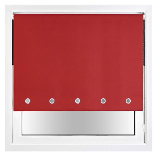FURNISHED Blackout Roller Blind with Round Eyelets & Metal Fittings Red Red (W) 150cm x (L) 165cm