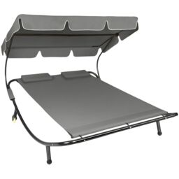 Sun Lounger Livorno - for 2 people, adjustable sunroof, with wheels Grey black/grey 1