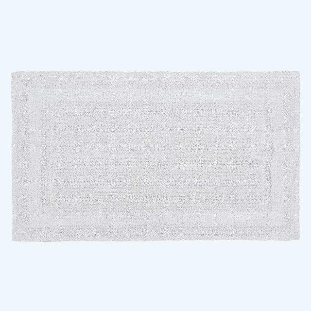Homescapes Luxury Reversible Cotton Bath Mat White 50 x 80 cm