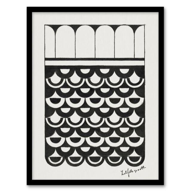 "Geometric Ornament of Scales De Mesquita Framed Wall Art Print 12X16"""