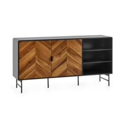Premium Aldwick Sideboard in Black and Natural Brown Wood