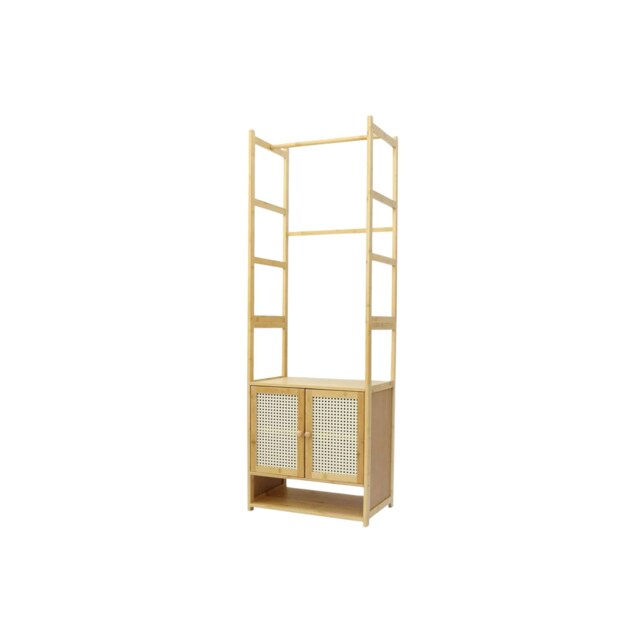 Wooden Hall Tree Coat Stand With Shoe Rack Natural Brown Brown One Size