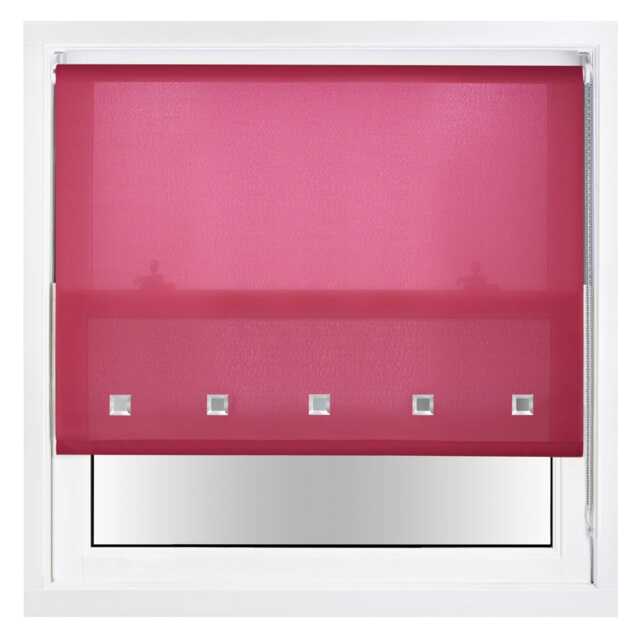 FURNISHED Daylight Roller Blinds with Square Eyelets & Metal Fittings for Homes and Offices Pink Fuchsia (W) 210cm x (L) 165cm