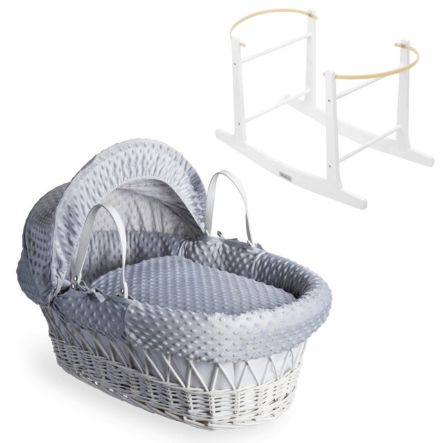 Clair de Lune Grey Dimple White Wicker With White Rocking Stand