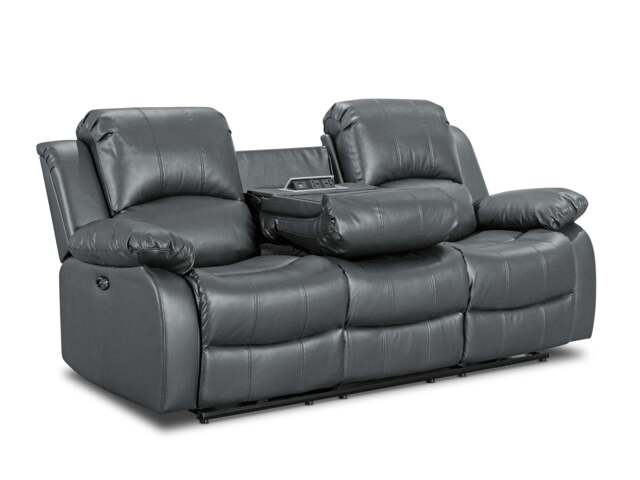 Faux Leather Grey 3 Seater Electric Recliner Sofa VALENCIA