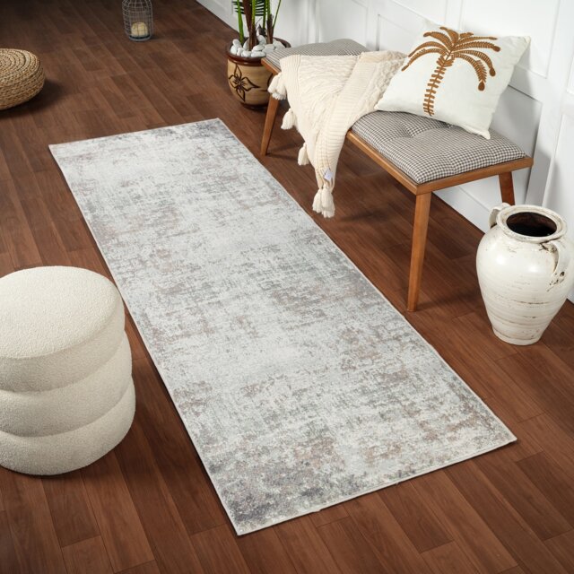 LIVABLISS Roma-Abstract Modern Marble Rug 80 x 220 cm Grey Brown Green