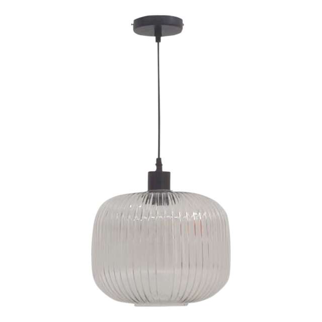 Batley Large - Clear Ribbed Glass with Black Pendant Fitting Clear Clear 1