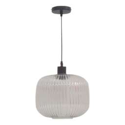 Batley Large - Clear Ribbed Glass with Black Pendant Fitting Clear Clear 1