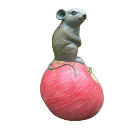 Mouse On Apple Figurine Home Or Garden Decoration