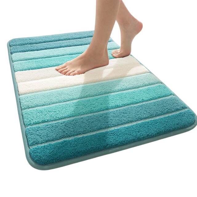 K Collection Microfibre Bath Mat Blue Turquoise 80cm x 50cm 1