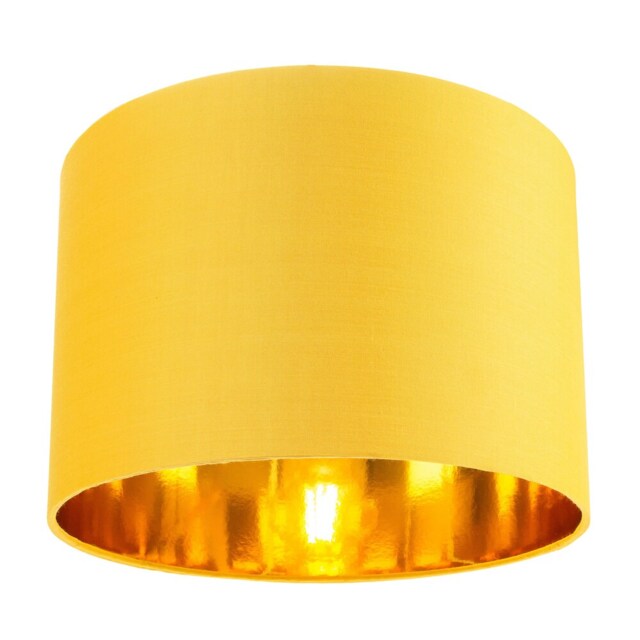 "Contemporary Ochre Cotton 10"" Table/Pendant Lamp Shade with Shiny Gold Inner Yellow Ochre 1"