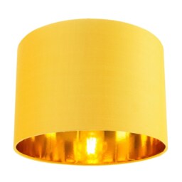"Contemporary Ochre Cotton 10"" Table/Pendant Lamp Shade with Shiny Gold Inner Yellow Ochre 1"