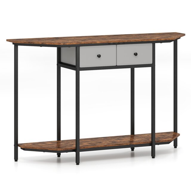 COSTWAY 130 CM Console Table 2-Tier Entryway Table Brown