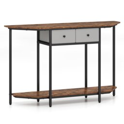 COSTWAY 130 CM Console Table 2-Tier Entryway Table Brown