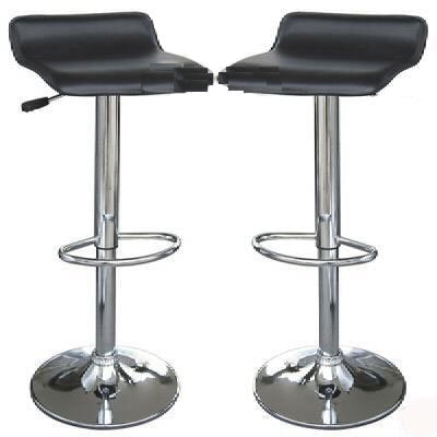 Balliol 2 X Low Black Bar Stools Faux Leather Height Adjustable. Black