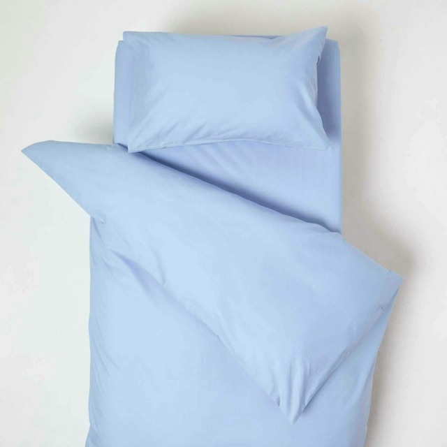 Homescapes Blue Cotton Cot Bed Duvet Cover Set - 200 Thread Count