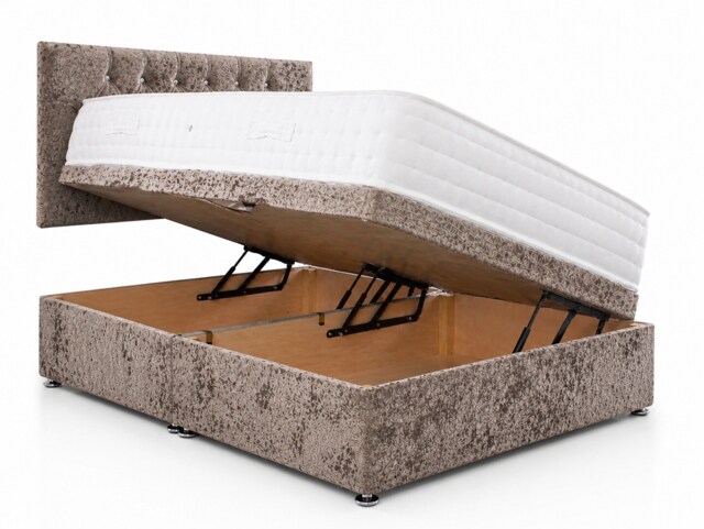 Side Lift Crushed Velvet Truffle Ottoman Bed Set 4ft Small Double