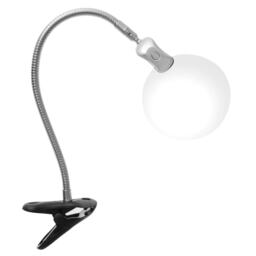 PURElite Clip-on Magnifying Light - Battery Powered Table & Desk Lamp with LED Bulbs, Flexible for Reading, Needlework & Sewing Silver