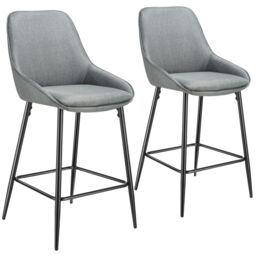 Bar Stool Siera with backrest, padding and soft fabric Grey Woven fabric grey/black 54 x 49 x 100 cm 2