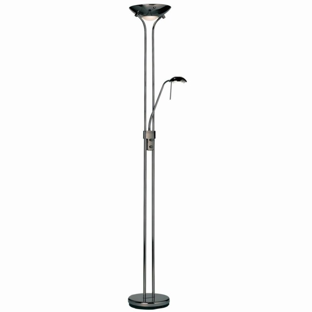 Rome Mother and Child Floor Lamp Black Chrome, Opal Glass, E27