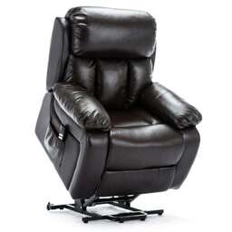 Chester Dual Motor Rise Recliner Heat and Massage Bonded Leather Chair (Brown)