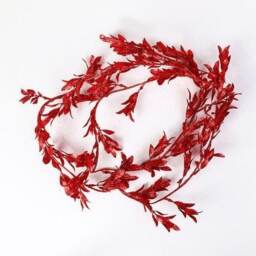 Red Glitter Ficus Leaves Garland 1.8m