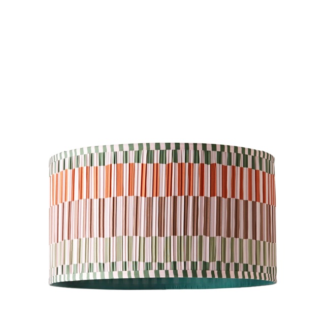 ValueLights Rae Large Stripe Natural Pleated Shade and Bulb