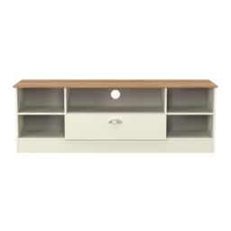 Albert Wide 1 Drawer TV & Media Unit in Cream Ash & Riviera Oak (Ready Assembled) Cream Cream Ash & Riviera Oak