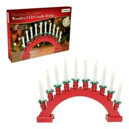 The Christmas Workshop 10LED Red Arched Wooden Candle Bridge Light