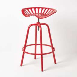 Homescapes Adjustable Tractor Seat Bar Stool Vintage Style Red Metal