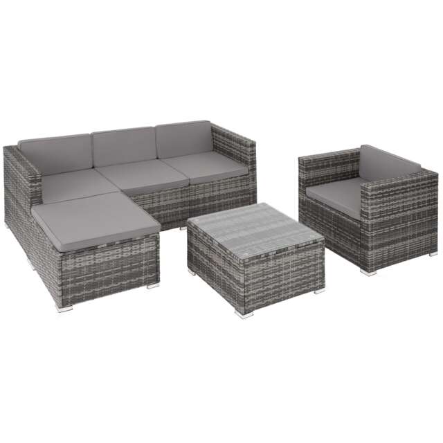 Garden Furniture Set Lignano - modular sofa with armchair, stool, coffee table Grey grey 179 x 150 x 65 cm 1
