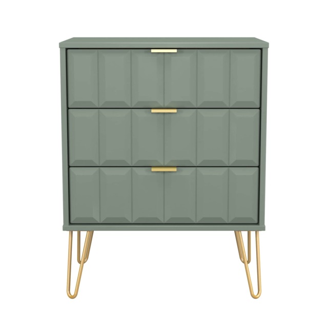 Metro 3 Drawer Midi Chest of Drawers in Reed Green (Ready Assembled) Green Reed Green
