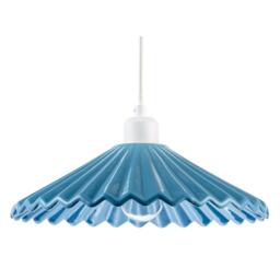 Modern Blue Nova Gloss Ceramic Pendant Light Shade with Rippled Body