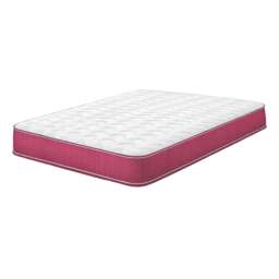 Hybrid Memory Foam Spring Mattress 7 Inch Quilted - Springs Support with Memory Foam Comfort Layer and Breathable Soft CoolTouch Top Cover Pink European Single