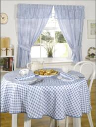 Gingham Pencil Please Curtains with Pelmet Header 116cm x 107cm Blue Blue Blue