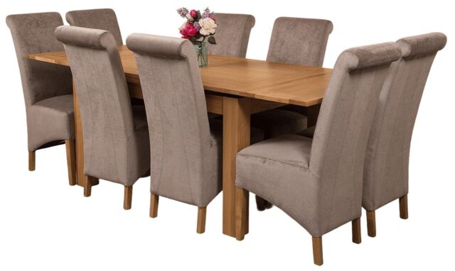 Richmond 140-220cm Oak Extending Dining Table & 8 Montana Fabric Chairs Grey Grey