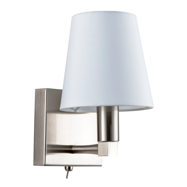 Sleek Bedside Wall Light in Satin Nickel with Toggle Switch and Shade