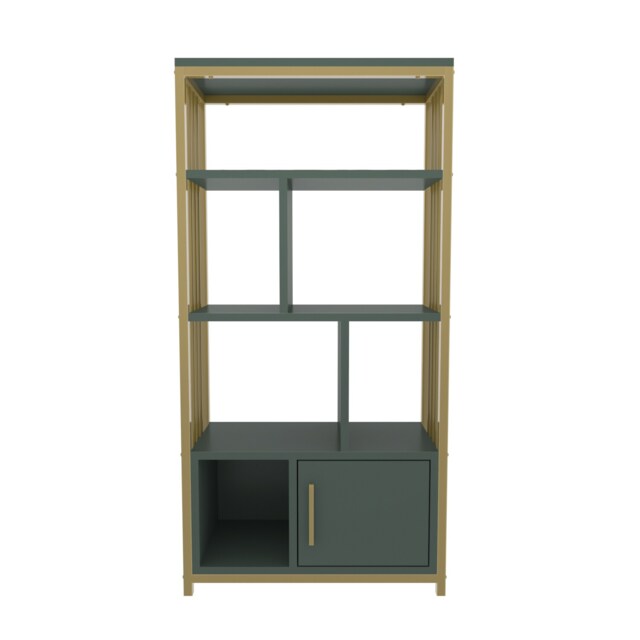Decorotika Valero 3-tier Bookcase with Metal Frame and Cabinet - W 60 cm x H 120 cm x D 29.6 cm