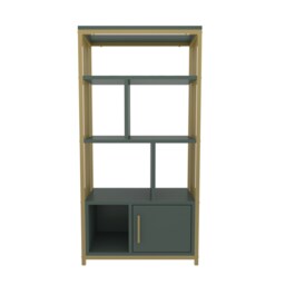 Decorotika Valero 3-tier Bookcase with Metal Frame and Cabinet - W 60 cm x H 120 cm x D 29.6 cm
