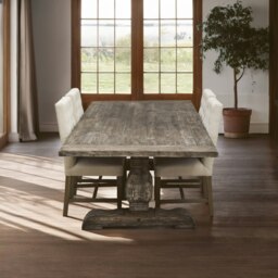 Interiors By Premier Pine Wood Dining Table, Spacious Rectangular Kitchen Table,Decorative Table With Pedestal Legs, Garden Table Brown