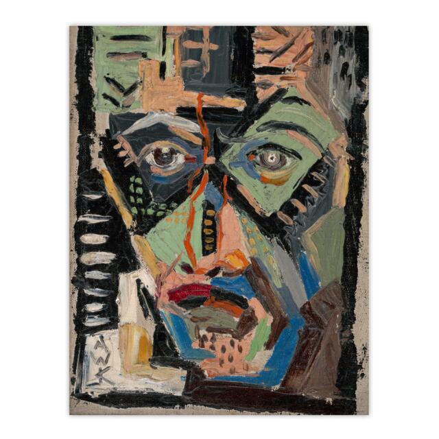 Mans Face Abstract Painting Kubincan Huge Wall Art Poster Print