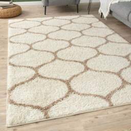 The Rugs Moroccan Collection Soft High Pile Shaggy Trellis Rugs and Runners Living Room