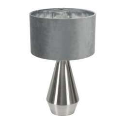 ValueLights Jax Chrome Dimmable Touch Table Lamp Grey Velvet Chrome Shade Silver