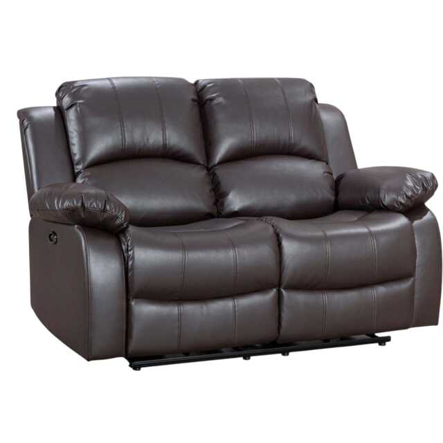 Faux Leather Brown 2 Seater Electric Recliner Sofa VALENCIA
